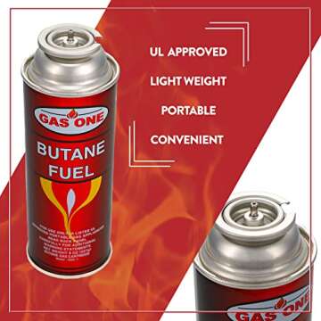 GasOne 4-Pack Camping Butane Fuel Canisters - Safe & Long-Lasting