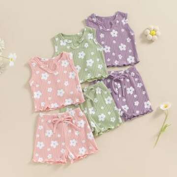 ITFABS Toddler Baby Girl Summer Clothes Flower Print Tank Tops Shorts Outfit 12 18 24 Months 2T 3T 4...