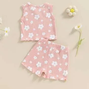 ITFABS Toddler Summer Floral Tank Outfit 0-5 Years