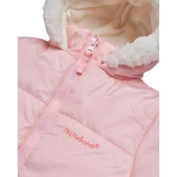 Pink Platinum Baby Girls' One-Piece Puffer Winter Snowsuit with Hood (Newborn & Infant), Size 3/6M, Blush