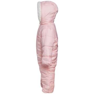 Pink Platinum Baby Girls' One-Piece Puffer Winter Snowsuit with Hood (Newborn & Infant), Size 3/6M, Blush