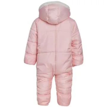 Pink Platinum Baby Girls' One-Piece Puffer Winter Snowsuit with Hood (Newborn & Infant), Size 3/6M, Blush