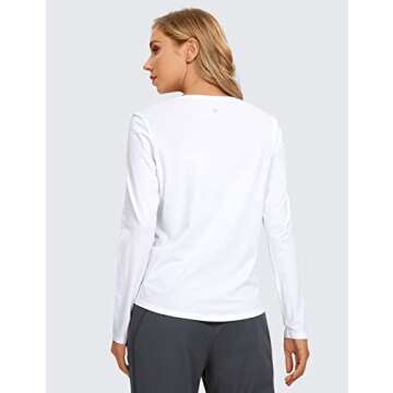 CRZ YOGA Pima Cotton Workout Long Sleeve Shirts for Women Athletic Crewneck Yoga Casual Tops Plain T...