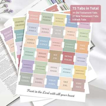 Bible Tabs for Women & Men, Bible Book Tabs for Study Bible, Large Print Repositionable Bible Index ...
