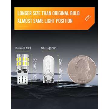 Bright LUYED 194 LED Bulbs for All Vehicle Types Pack of 2