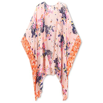 Moss Rose Women's Beach Cover up Swimsuit Kimono with Bohemian Floral Print, Loose Casual Resort Wear