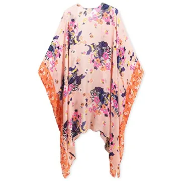 Moss Rose Women's Beach Cover up Swimsuit Kimono with Bohemian Floral Print, Loose Casual Resort Wear