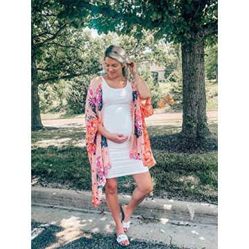 Moss Rose Women's Beach Cover up Swimsuit Kimono with Bohemian Floral Print, Loose Casual Resort Wear