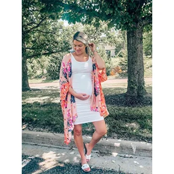 Moss Rose Women's Beach Cover up Swimsuit Kimono with Bohemian Floral Print, Loose Casual Resort Wear