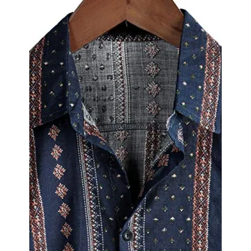 VATPAVE Men's Navy Hawaiian Floral Shirt