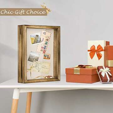 Love-KANKEI Shadow Box Frame 11x14 Shadow Box Display Case with Removable Glass Window and Soft Linen Back Memory Box for Memorabilia Photos Awards Medals Gift Carbonized Black