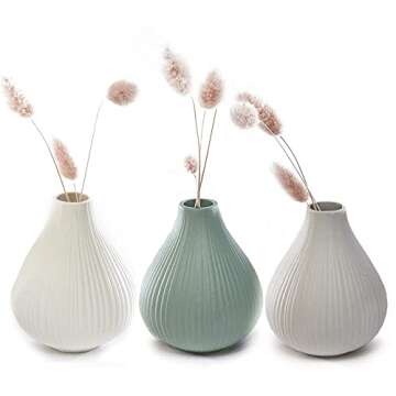 Chive ‘Frost’ Ceramic Flower Vase — Set of 6 Beautiful Small Bud Vases for Flowers & House Plants — Perfect Shelf Centerpieces and Living Room Decor — Assorted Colors