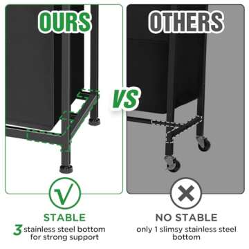 Laundry Sorter 3 Section, Laundry Hamper with Shelf and 2 Drawers, 180L Laundry Basket, laundry Organizer Cart, Pull-Out and Removable Oxford Fabric Laundry Bags,Rustic Brown and Black