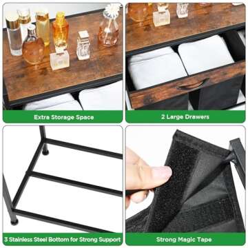 Laundry Sorter 3 Section, Laundry Hamper with Shelf and 2 Drawers, 180L Laundry Basket, laundry Organizer Cart, Pull-Out and Removable Oxford Fabric Laundry Bags,Rustic Brown and Black