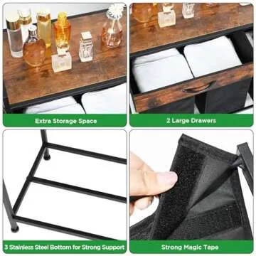 Laundry Sorter 3 Section, Laundry Hamper with Shelf and 2 Drawers, 180L Laundry Basket, laundry Organizer Cart, Pull-Out and Removable Oxford Fabric Laundry Bags,Rustic Brown and Black