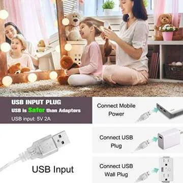 Mirror Lights Hollywood Style Makeup Vanity Lights for Mirror, Vanity Mirror Lights with 10 Dimmable Bulbs, USB Cable, 3 Color Modes & 10 Adjustable Brightness (Mirror & USB Charger Not Include)