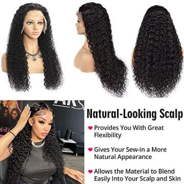 30 Inch Lace Front Wig Human Hair for Black Women 180% Density HD Transparent 13x4 Deep Wave Lace Front Wigs Human Hair Pre Plucked Wet and Wavy Brazilian Curly Glueless Lace Frontal Wigs (30Inch）