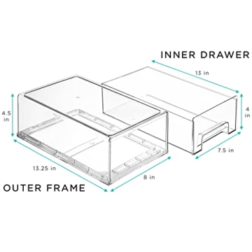Sorbus Clear Stackable Fridge Drawer Bins for Easy Storage
