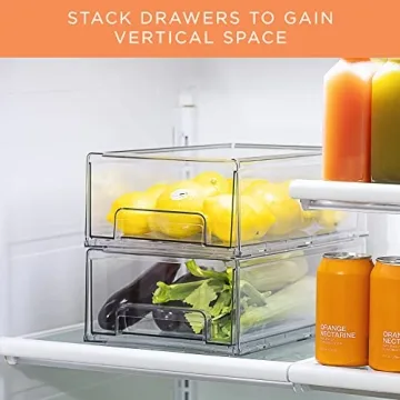 Sorbus Clear Stackable Fridge Drawer Bins for Easy Storage