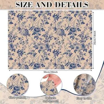 Bolsome 100 Sheets 20 * 14 Inches Blue Floral Tissue Paper for Gift Wrapping Vintage Flowers Decorat...