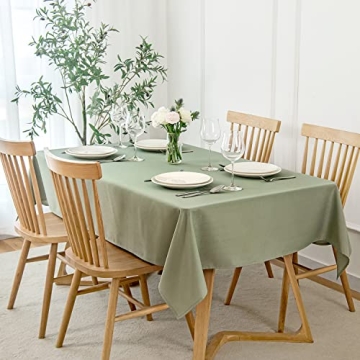 maxmill Faux Linen Textured Rectangle Tablecloth Water Resistant Wrinkle Free Spill-Proof, Soft Tabl...