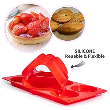Silicone Muffin Top Pans, 2 Pack Non-stick 3" Whoopie Pie Baking Pan 3 Inch Round Tray Silicone Egg ...