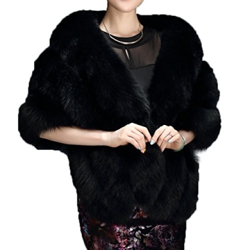 Caracilia Women's Luxury Faux Fur Coat Wrap Cape for Elegant Occasions