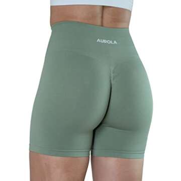 AUROLA Intensify Workout Shorts for Women Seamless Scrunch Short Gym Yoga Running Sport Active Exercise Fitness Shorts(XL,Iceberg Green)