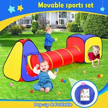 Kids Play Tent with Ball Pit+Crawl Tunnel+Castle Tent, Pop Up Toddlers Playhouse for Boys and Girls Gift, Collapsible Children Play Tent Toy Indoor and Outdoor Games (Colorful Fort)