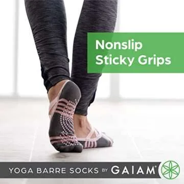 Gaiam Yoga Barre Socks - Non-Slip Grip for All Activities