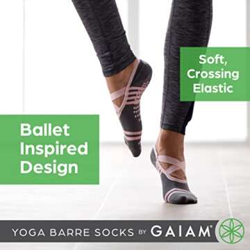 Gaiam Yoga Barre Socks - Non-Slip Grip for All Activities
