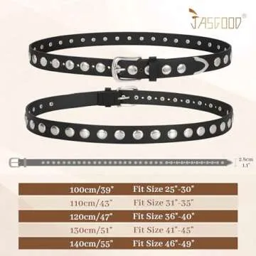 JASGOOD Women Fashion Leather Belt Punk Studded Belt for Jeans Pants Dresses
