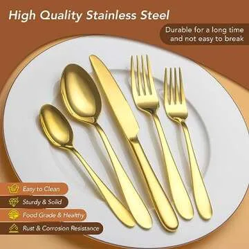 40 Piece Gold Silverware Set for Elegant Dining