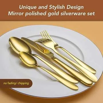 40 Piece Gold Silverware Set for Elegant Dining