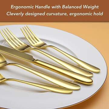 40 Piece Gold Silverware Set for Elegant Dining