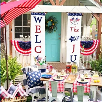 Mosoan Patriotic 4th of July Porch Sign for Celebrations