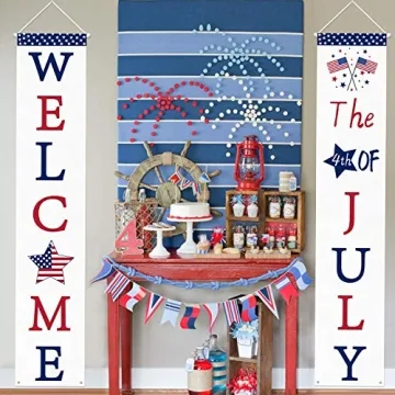 Mosoan Patriotic 4th of July Porch Sign for Celebrations