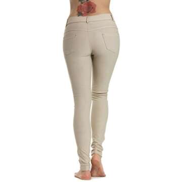Prolific Health Women's Jean Look Jeggings Tights Slimming Many Colors Spandex Leggings Pants S-XXXL (Medium (US Size 6-8), Beige)
