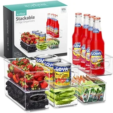 Sorbus Stackable Refrigerator Organizer Bins - Clear Storage Bins for Kitchen Pantry, Freezer & Frid...