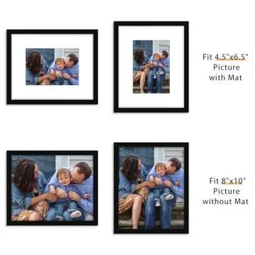 Picrit 8x10 Picture Frame Set of 12, Display 5x7 with Mat or 8x10 Without Mat, Photo Frames for Wall Mounting or Table Top Display, Black.