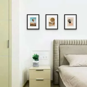 Picrit 8x10 Picture Frame Set of 12, Display 5x7 with Mat or 8x10 Without Mat, Photo Frames for Wall Mounting or Table Top Display, Black.