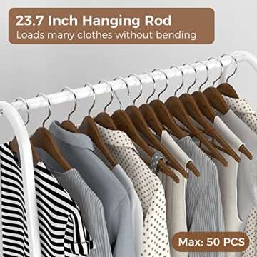 JEROAL Clothing Garment Rack, Coat Organizer Storage Shelving Unit, Entryway Storage Shelf with 2-Tier Metal Shelf, White