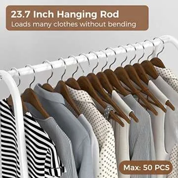 JEROAL Clothing Garment Rack, Coat Organizer Storage Shelving Unit, Entryway Storage Shelf with 2-Tier Metal Shelf, White