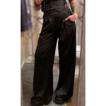 LROSEY Women Summer Casual Stretchy Solid Color High Waisted Wide Leg Palazzo Pants with Pockets