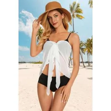 Swimsuit Coverups for Women Sarong Beach Bikini Wrap Sheer Short Skirt Chiffon Scarf for Swimwear (White,M)