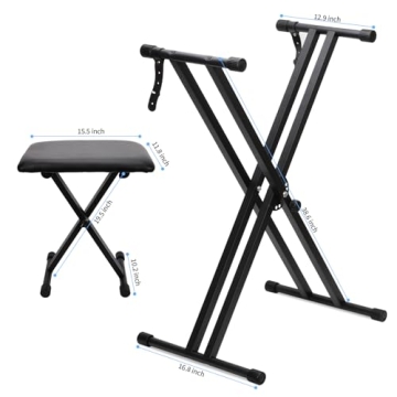 Jdfdexc Keyboard Stands and Bench Set Double-X Design for All Keyboards