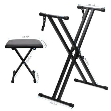 Jdfdexc Keyboard Stands and Bench Set Double-X Design for All Keyboards