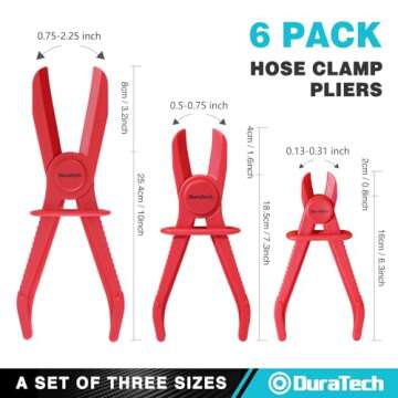 DURATECH 6-Piece Hose Clamp Set for Efficient Flexible Hose Repairs
