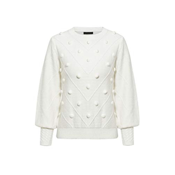 Stylish Miessial Women's Fall Crew Neck Sweater in White