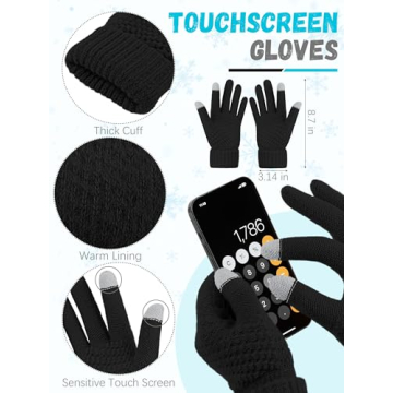 Winter Accessories Set for Women Black Knit Gear